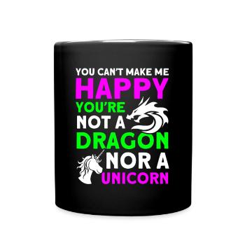 Happy Dragon Unicorn Unicorn Lover - Full Colour Mug - black - Front