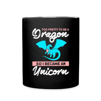Pretty Dragon Unicorn Unicorn Lover - Full Colour Mug - black - Front