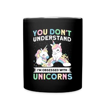 Obsessed Dragon Unicorn Unicorn Lovers - Full Colour Mug - black - Front