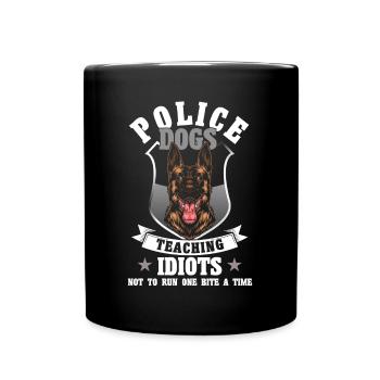 Deutscher Schäferhund Polizeihund Polizei Hund - Tasse einfarbig - Schwarz - Vorne