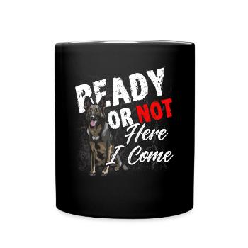 Deutscher Schäferhund Polizeihund Polizei Hund - Tasse einfarbig - Schwarz - Vorne