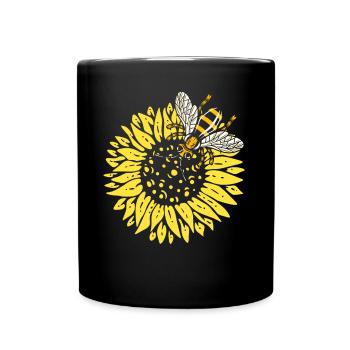 Sunflower Bee lovers Beekeeper honey - Full Colour Mug - black - Front