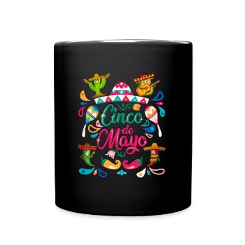 Cheerful Cinco De Mayo Mexican Fiesta - Full Colour Mug - black - Front