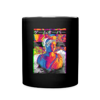Roman Statue Greek Glitch Vaporwave - Full Colour Mug - black - Front