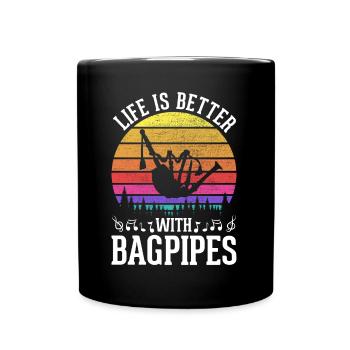 Bagpipe Musician Musical Instrument Bagpiper - Full Colour Mug - black - Front