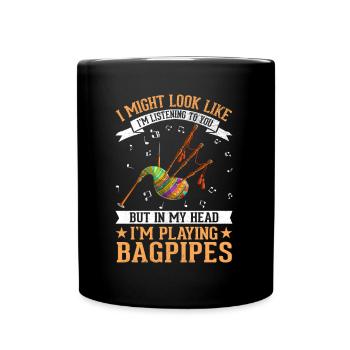 Addicted bagpipe player Music lover Funny - Full Colour Mug - black - Front