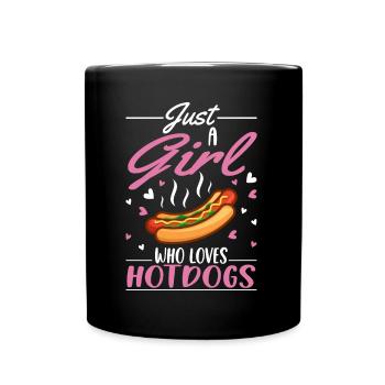 Hotdog Girl Fast Food Liebhaber - Tasse einfarbig - Schwarz - Vorne