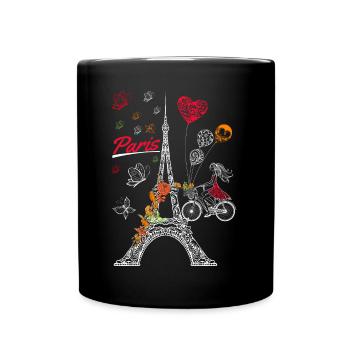 Love Paris Trip France Fleur Tour Eiffel - Mug uni - noir - Devant