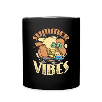 Summer Vibes Beach Club Summer Vacation - Full Colour Mug - black - Front