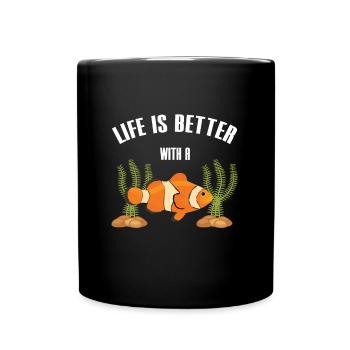 Leben Ist Besser Mit Einem Clownfish Fischhalter - Tasse einfarbig - Schwarz - Vorne