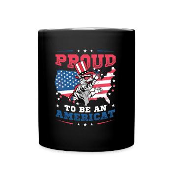 American flag, cat, 4th of July theme. - Full Colour Mug - black - Front
