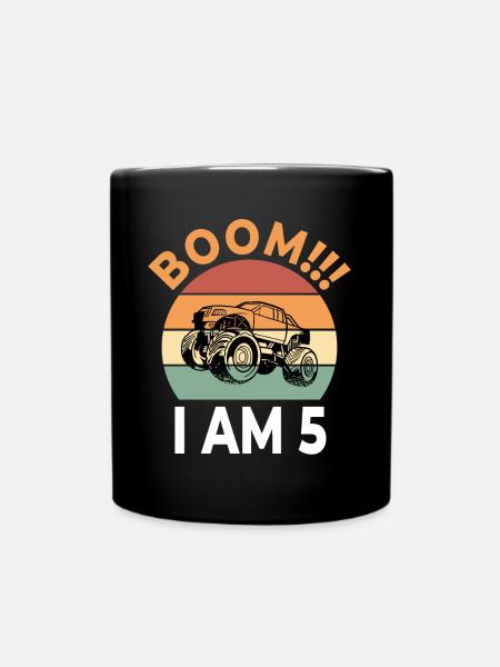 Boom I Am 5 Kinder Monster Truck Retro Geburtstag - Tasse einfarbig - Schwarz