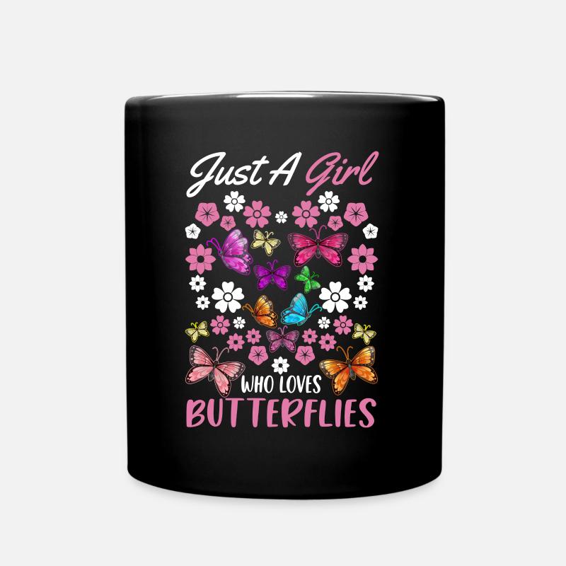 Niedlicher Schmetterling Mädchen Schmetterlinge - Tasse einfarbig - Schwarz