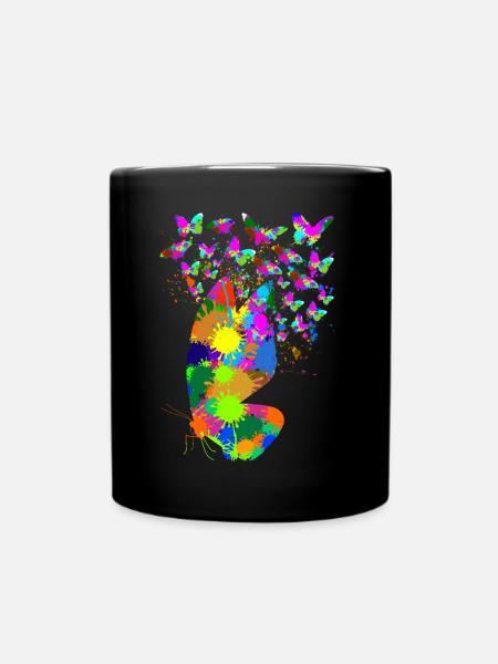 Papillon coloré Splash Papillons Papillons - Mug uni - noir