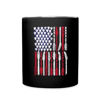 Gitarre USA Musikliebhaber 4. Juli - Tasse einfarbig - Schwarz - Vorne