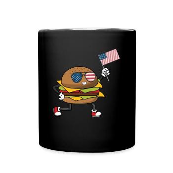 Patriotic Burger July 4 - Full Colour Mug - black - Front