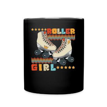 Roller Girl Retro 70s 80s Roller Skating - Full Colour Mug - black - Front