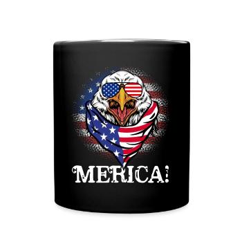 Patriotischer Adler Merica 4. Juli - Tasse einfarbig - Schwarz - Vorne