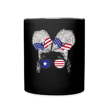 Patriotische Dame 4. Juli - Tasse einfarbig - Schwarz - Vorne