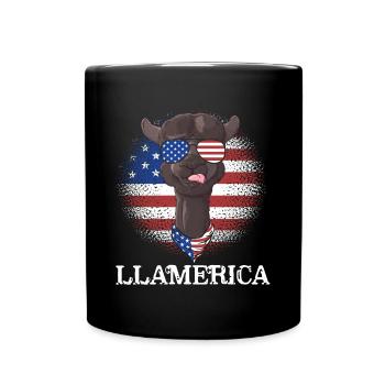 Patriotisches Llama USA 4. Juli - Tasse einfarbig - Schwarz - Vorne