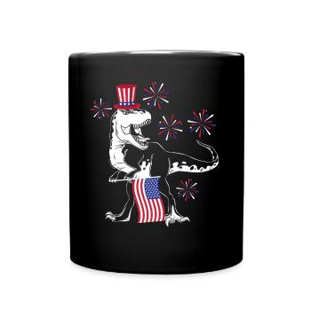 Patriotic Trex 4 juillet Dinosaures - Mug uni - noir - Devant