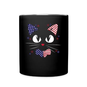 Patriotischer Katzenliebhaber 4. Juli USA - Tasse einfarbig - Schwarz - Vorne