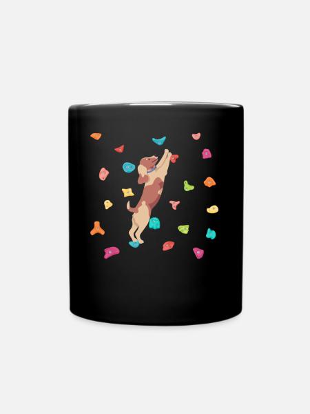 Cute Dog Climbing Animal Bouldering - Full Colour Mug - black