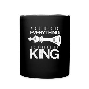 Lady risque tout pour les pièces d’échecs du roi - Mug uni - noir - Devant