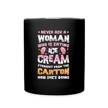 Traurige Frauen Herzschmerz Liebeskummer Eiscreme - Tasse einfarbig - Schwarz - Vorne