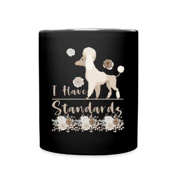 Pudel Mama Hund Lustig Standard Pudel - Tasse einfarbig - Schwarz - Vorne