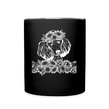 Niedliche Pudel Mama Sonnenblume Pudel - Tasse einfarbig - Schwarz - Vorne