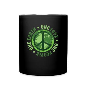 Un seul amour, un seul peuple, une seule terre, sauve le monde. - Mug uni - noir - Devant