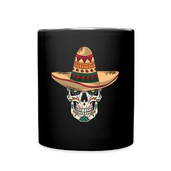 Mexican skull Sombrero Cinco de Mayo - Full Colour Mug - black - Front