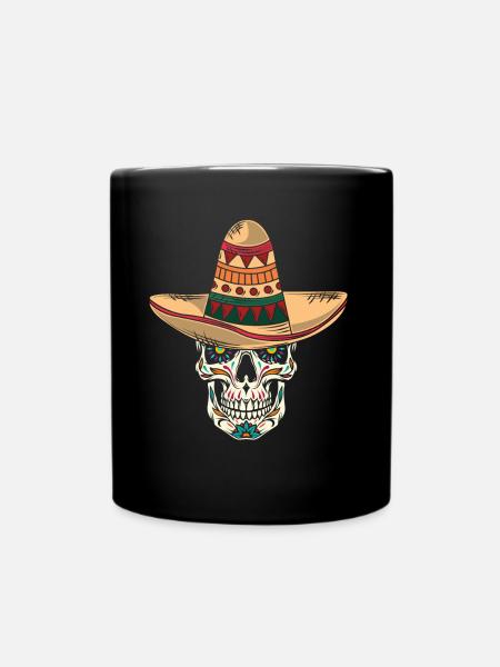 Crâne mexicain Sombrero Cinco de Mayo - Mug uni - noir