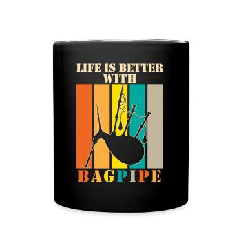 Bagpipe musician musical instrument - Full Colour Mug - black - Front