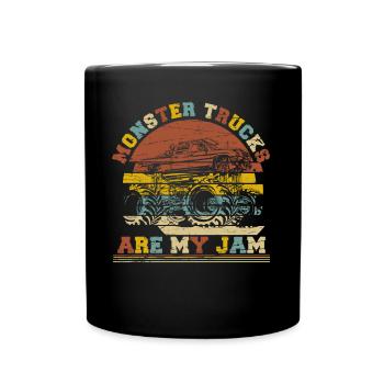Retro Monstertrucks Jungen Mädchen Monstertruck - Tasse einfarbig - Schwarz - Vorne
