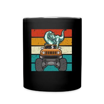 Dinosaurier Monster Truck Jungen - Tasse einfarbig - Schwarz - Vorne