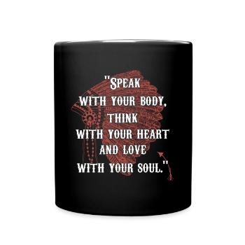 Native American Day Feather Headdress and Quote - Full Colour Mug - black - Front