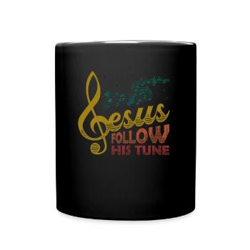 Jesus, Notenschlüssel, Musik, religiös. - Tasse einfarbig - Schwarz - Vorne