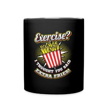 Faire de l’exercice Français frites - Mug uni - noir - Devant