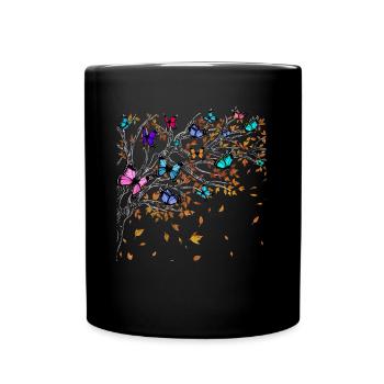 Cute Butterfly Tree Women Girl - Full Colour Mug - black - Front