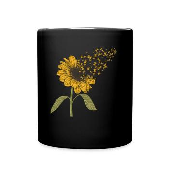 Sunflower Butterfly Women Girls - Full Colour Mug - black - Front