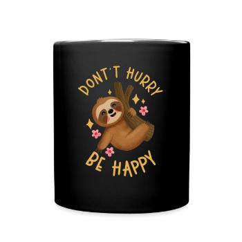 Lazy sloth Happy women - Full Colour Mug - black - Front
