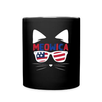 Meows America USA Patriotic Cat 4 juillet - Mug uni - noir - Devant