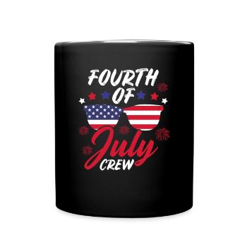 Fourth July Crew Family American Flag - Full Colour Mug - black - Front