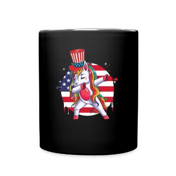 Dabbing Unicorn Juillet 4 Femmes Filles USA - Mug uni - noir - Devant