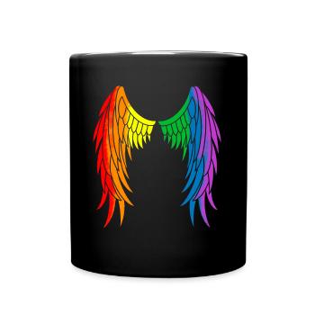 Wings Rainbow LGBT - Full Colour Mug - black - Front