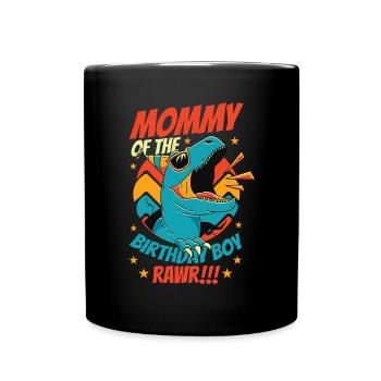 Dinosaurier Mama des Geburtstags Jungen - Tasse einfarbig - Schwarz - Vorne
