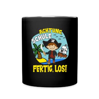 Schulkind Schulanfang Pirat Einschulung Junge - Tasse einfarbig - Schwarz - Vorne
