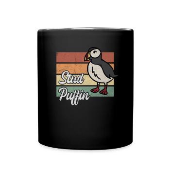 Vintage Puffin - Tasse einfarbig - Schwarz - Vorne